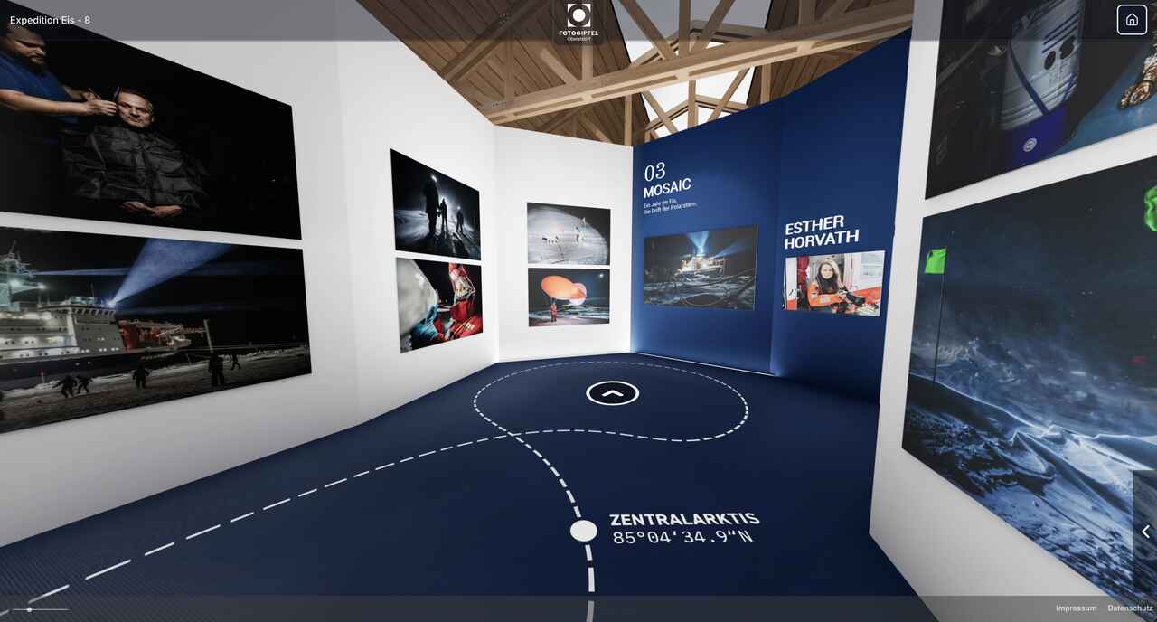 Virtueller Ausstellungsraum &bdquo;MOSAIC&ldquo; in &bdquo;Expedition Eis&ldquo; mit Fotografien von Esther Horvath, Fotogipfel Oberstdorf 2026